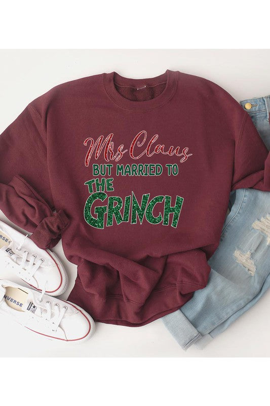 MRS. CLAUS GRINCH FLEECE SWEATSHIRT - Christmas