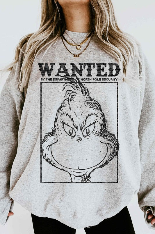 WANTED GRINCH GRAPHIC SWEATSHIRT - Christmas