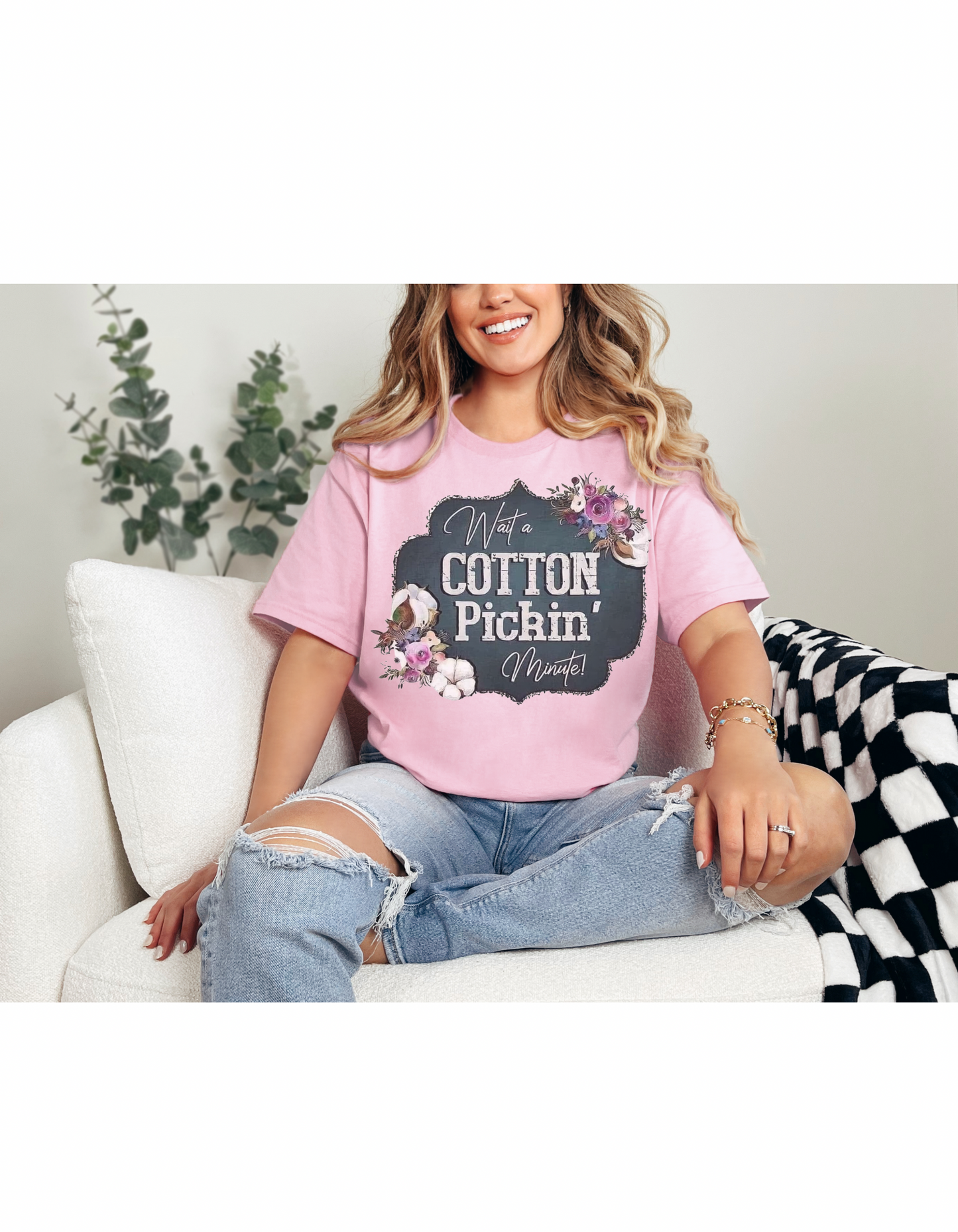 Wait A Cotton Pickin Minute T-Shirt, Western Graphic Tee For Women, Western Tee, Rodeo cowboy shirt, Cowgirl Shirt,