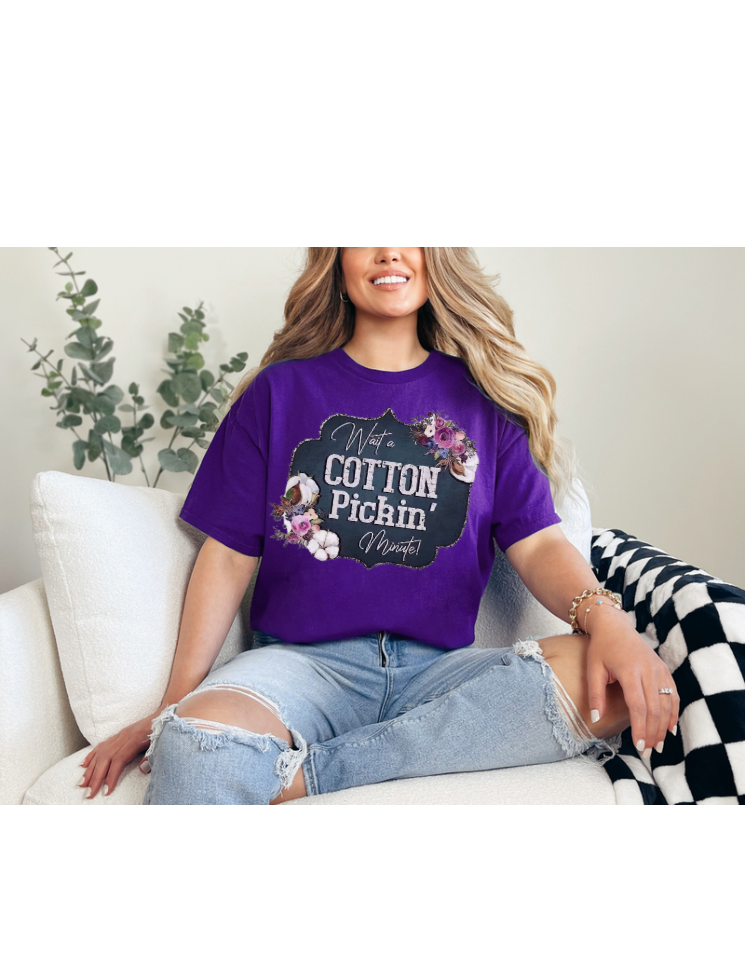 Wait A Cotton Pickin Minute T-Shirt, Western Graphic Tee For Women, Western Tee, Rodeo cowboy shirt, Cowgirl Shirt,