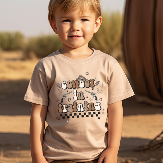 Cowboy In Training Boys Toddler Short Sleeve Tee - Kids