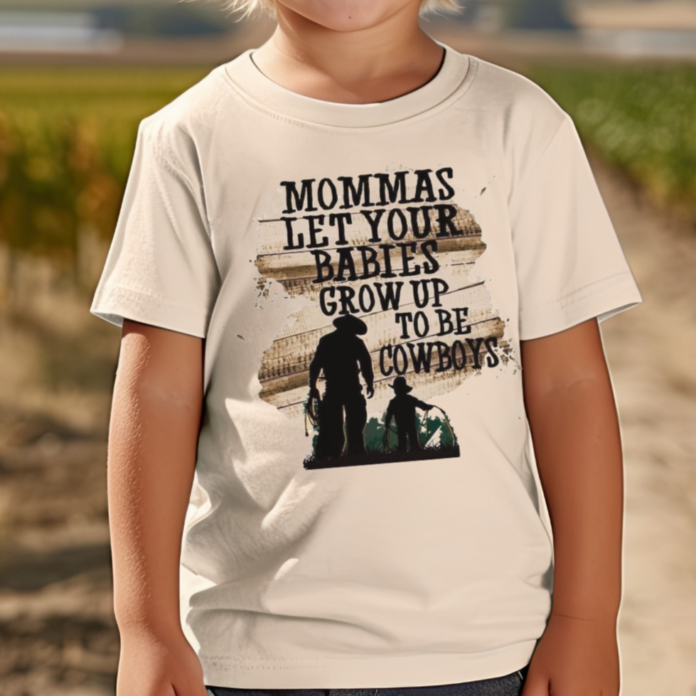 Mommas Let Your Babies Grow Up To Be Cowboys Boys Toddler Short Sleeve Tee - Kids