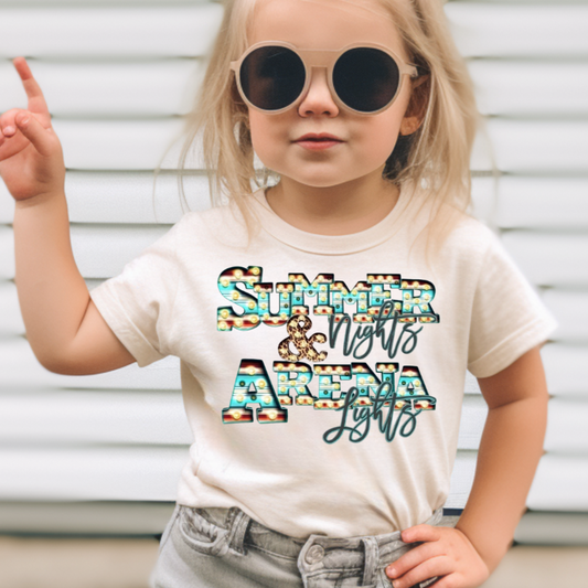 Summer Nights And Arena Lights Girl Toddler Short Sleeve Tee - Kids