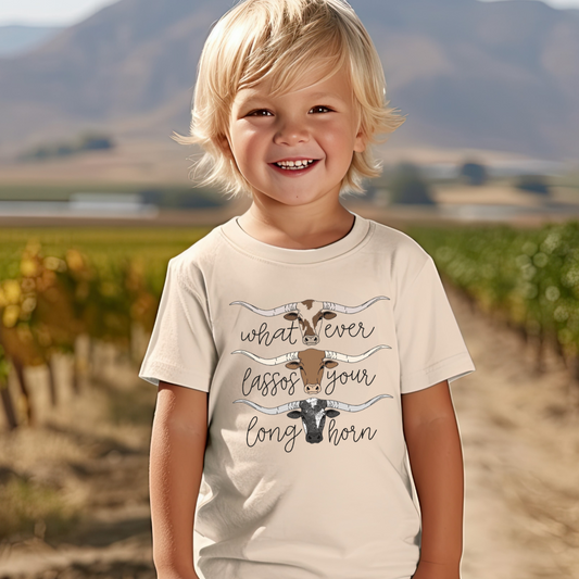 Whatever Lassos Your Long Horn Boys Toddler Short Sleeve Tee - Kids