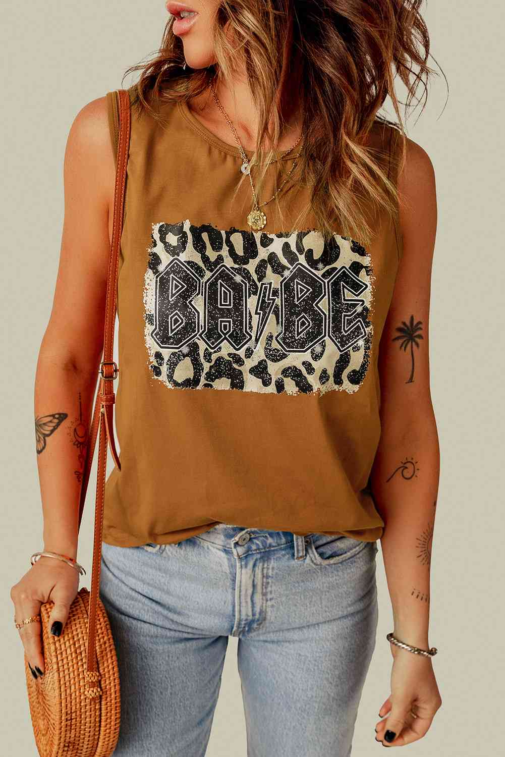 Leopard BABE Graphic Tank Top