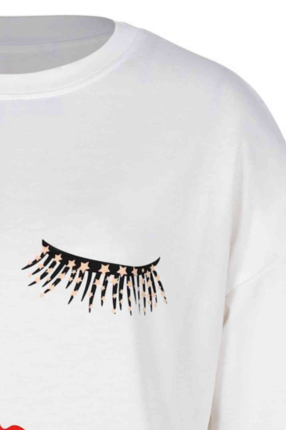 Graphic Dropped Shoulder Round Neck Sweatshirt