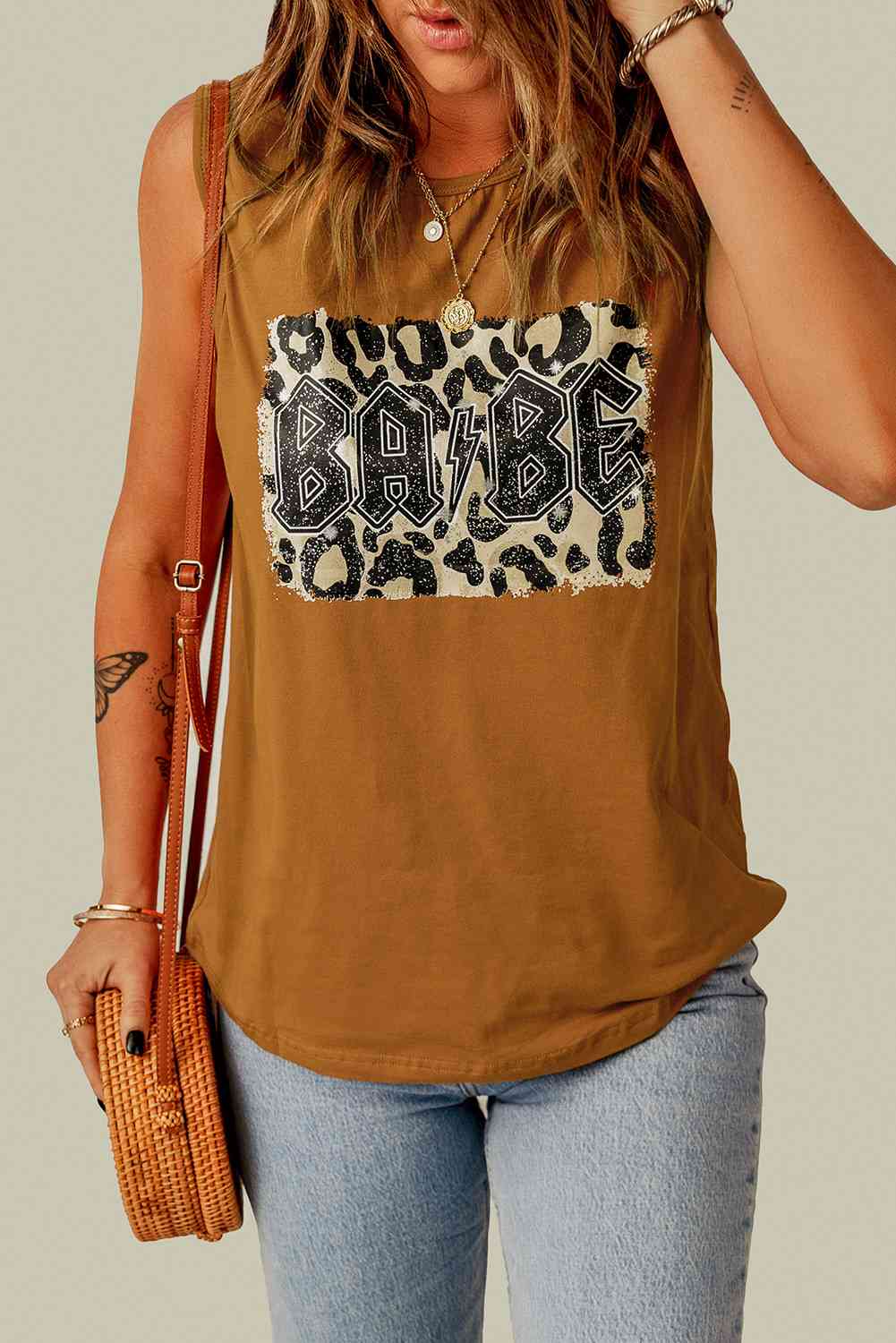 Leopard BABE Graphic Tank Top