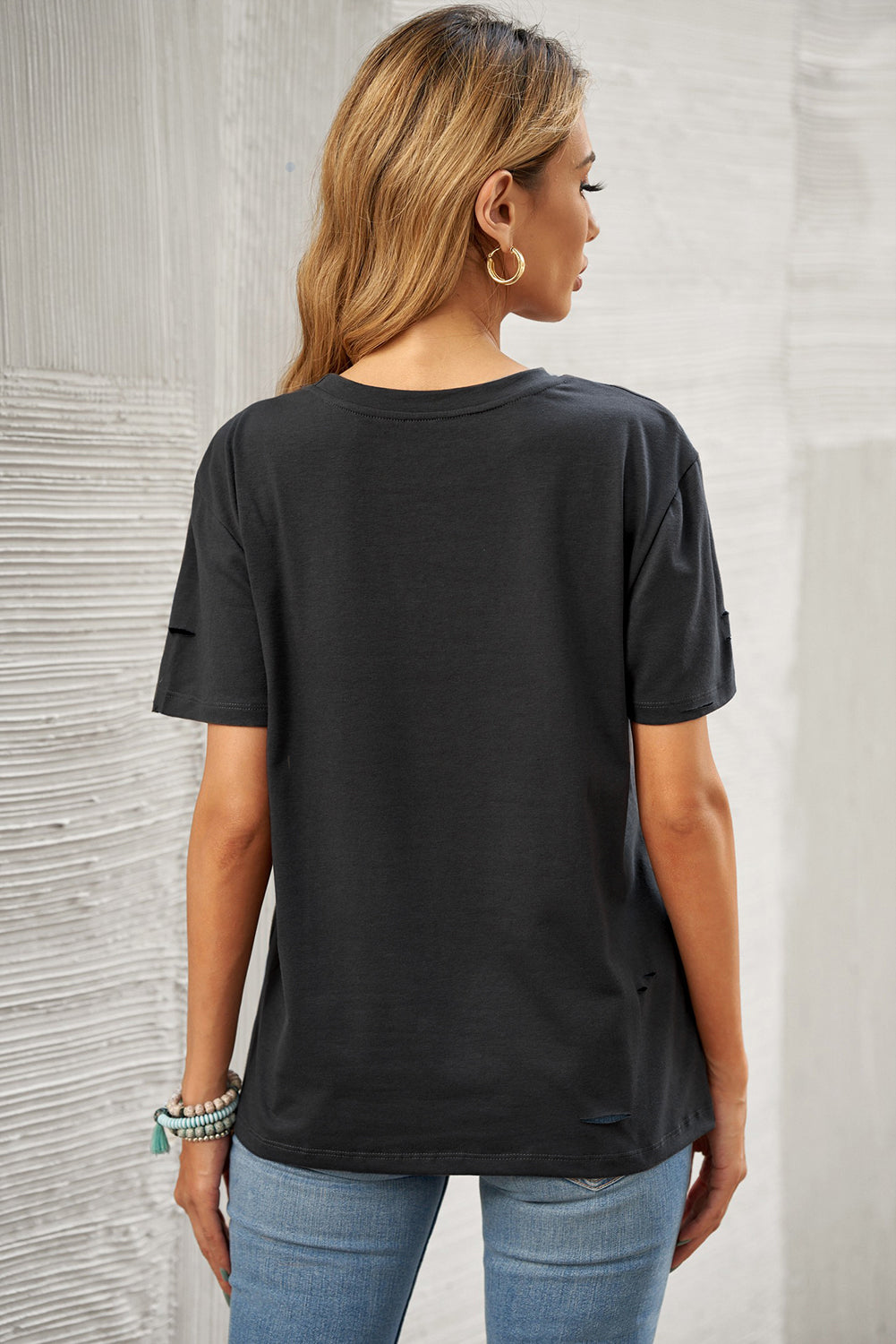 Letter Graphic Distressed T-Shirt